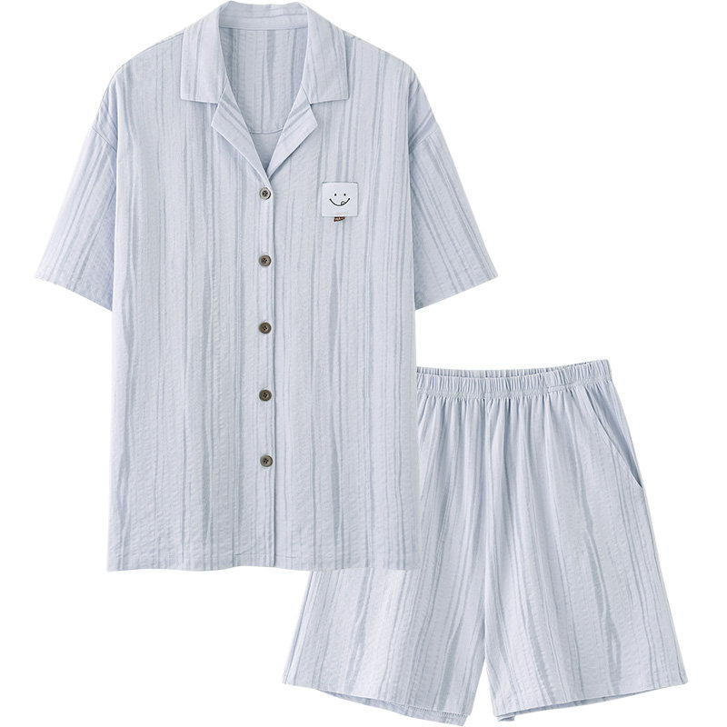 思莉太太情侣睡衣中性条纹家居服