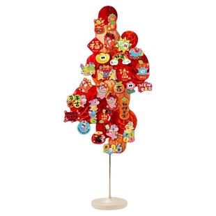 新年装饰蜂窝球灯笼立柱落地摆件商场教室马年过年氛围场景布置