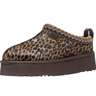 CDF女鞋2025秋冬新款时尚百搭雪地靴松糕简约厚底长绒毛毛半拖女