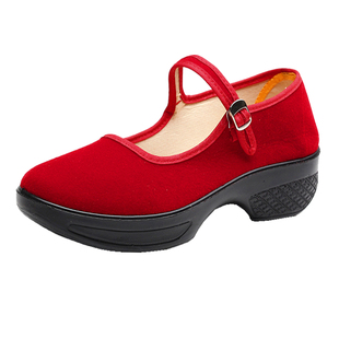 广场舞布鞋女新款四季老北京舞蹈鞋软底红色跳舞腰鼓秧歌演出舞鞋