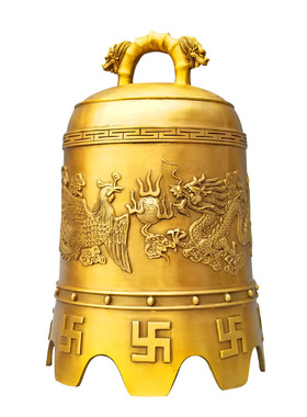 纯黄铜龙凤铜钟风铃佛钟屋檐超响铜铃铛开业寺庙大号撞钟复古挂钟