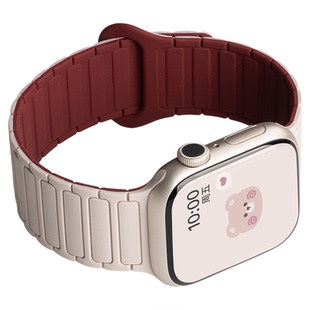 美派适用苹果s10手表表带新款iwatchs11表带硅胶磁吸秋冬S9手表带applewatch10腕带7透气ultra3女款S8高级SE3