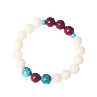 天然白玉菩提根朱砂手串绿松石佛珠圆形男女转运珠手链本命年饰品