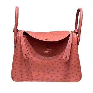 大号林迪30CM南非进口KK鸵鸟皮女包手提包单肩包纯手工蜡线锁扣