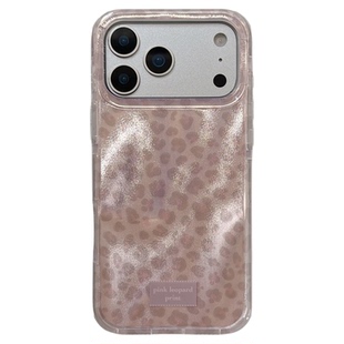 jze韩系ins高级感温柔粉色豹纹适用苹果17ProMax手机壳iphone15新款16pro女款13带挂绳15pro双层14防摔保护套