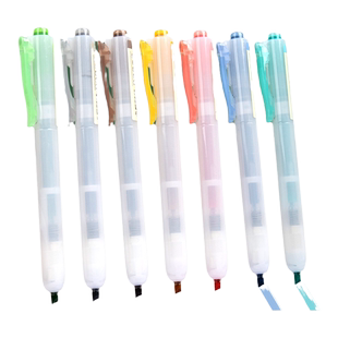 点石制笔按动荧光笔大容量手抄报涂色笔划重点记号笔中小学生护眼复古色手账标注彩色笔记标记书写套装易手控