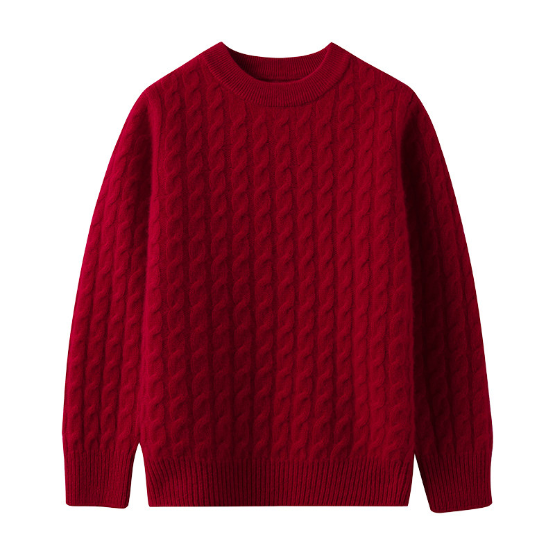 纯山羊绒7针小麻花针织衫毛衣