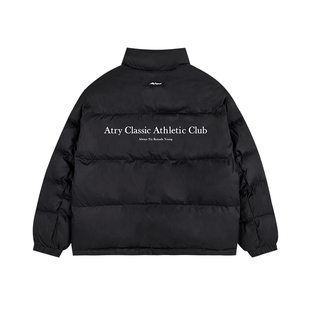 ATRY立领羽绒服男冬季美式国潮牌印花加厚宽松保暖情侣面包服外套