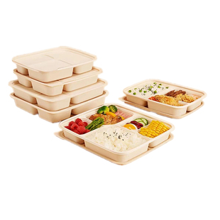 天纯一次性餐盒玉米淀粉三四五格外卖环保可降解学生饭菜打包盒