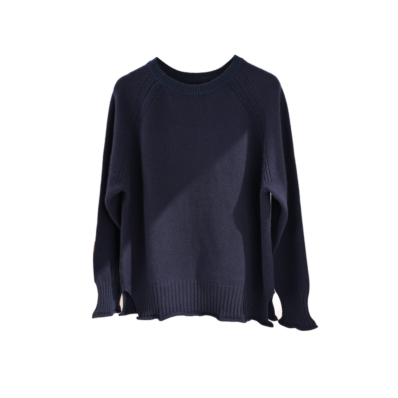 色系大气感 慵懒随意就选她 女美观插肩袖开衩出口山羊绒加厚套衫