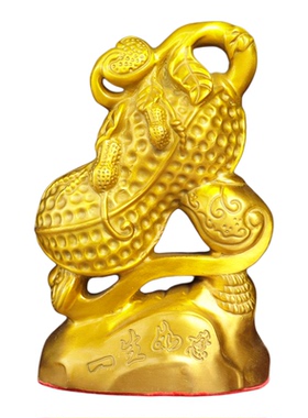 铜花生一生如意早生贵子美好摆件