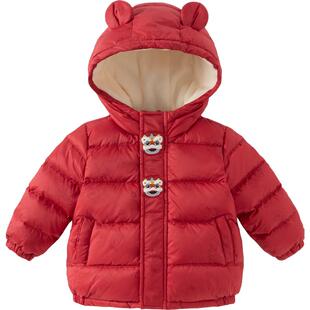 戴维贝拉女童中国风羽绒服男童新年外套2026冬装新款宝宝连帽上衣