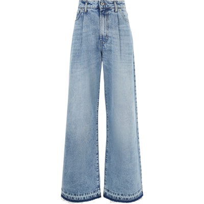 【折扣】HALFBOY女士毛边贴花高腰阔腿牛仔裤