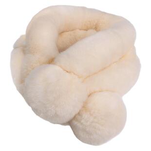 白色仿獭兔毛毛领围巾女生冬季百搭可爱少女皮草毛球交叉围脖护颈