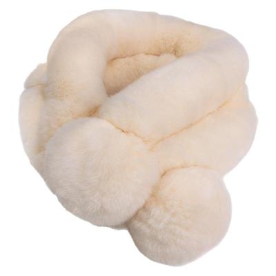 柔暖！韩版奶白色仿兔毛毛领围脖