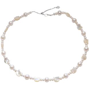 南珠宫时尚明星同款 925银淡水珍珠猫咪项链白色颈饰 CPB-DSX001