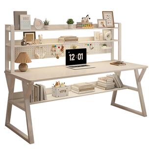 洞洞板书桌书架一体卧室女生简约学习桌子学生家用书房台式电脑桌