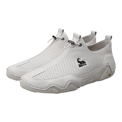 BECK公羊男鞋2026夏新款男士白色休闲鞋网眼透气鞋轻便一脚蹬鞋子