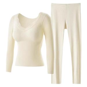 7A羊绒保暖内衣女加绒加厚秋衣秋裤套装2025秋冬季新款带胸垫上衣