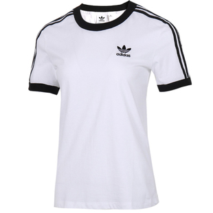 Adidas三叶草女子经典logo圆领白短袖运动休闲棉质透气T恤 GN2899