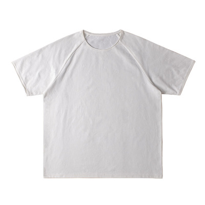 Double Seam 插肩袖T恤圆领宽松短袖卷边复古纯棉打底衫男墨绿色