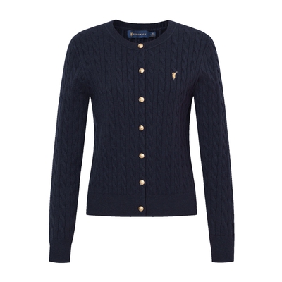 POLOWALK女士长袖针织衫2025秋季新品时尚绞花通勤显瘦圆领针织衫