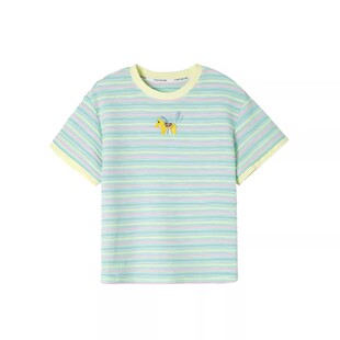 媛媛公主女童套装夏季2026新款儿童条纹短袖T恤两件套中大童短裤