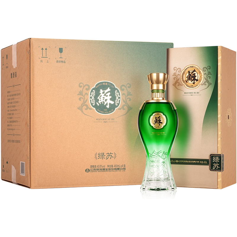 双沟绵柔绿苏52度4瓶整箱浓香型