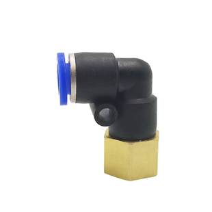 气动快速接头L型90度内螺纹弯通PLF8-02/6-01不锈钢全金属铜镀镍