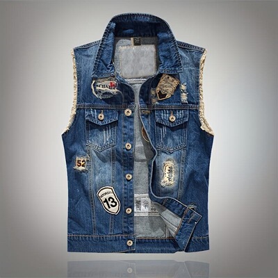 J 99612 Men's Slim Denim Vest 韩版修身马甲 欧美跨境亚马逊外