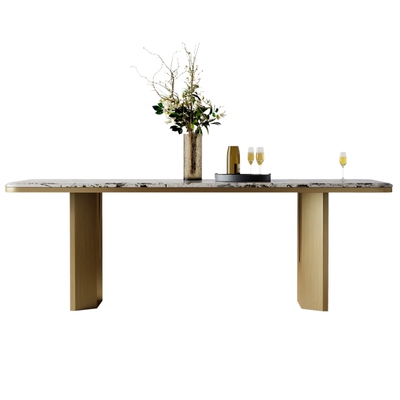 意式轻奢大理石餐桌长方形吃饭桌