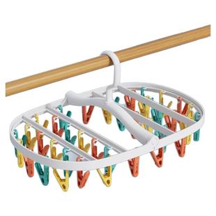 洁丽雅多功能晾衣架阳台夹袜子晾晒架带夹子折叠晒袜子内衣内裤夹