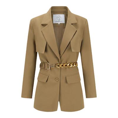 paperlll炸街金属扣收腰廓形黑色