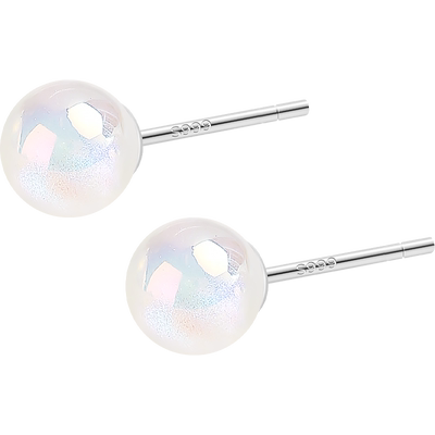 S999纯银人鱼姬大珍珠耳钉女