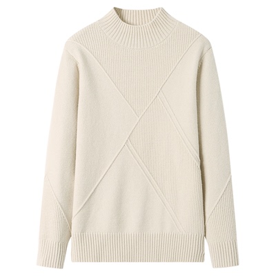 恒源祥半高领羊毛衫女秋冬红色