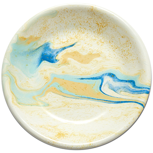 土耳其Bornn大理石纹搪瓷餐具盘子圆形水果餐盘早餐甜品盘 点心盘