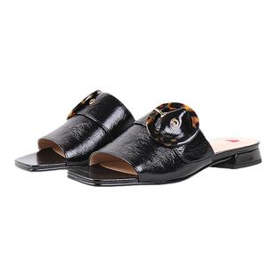 34.5码奥地利Hogl友高女鞋夏日时尚优雅低跟露趾凉拖鞋9-101231