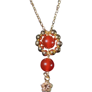 Aeternus珠宝天然红玛瑙玉髓女士本命年项链红色吊坠轻奢原创设计