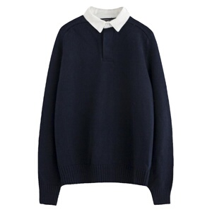 BM Fashion2023新款polo领假两件毛衣女BM上衣韩版宽松外穿针织衫
