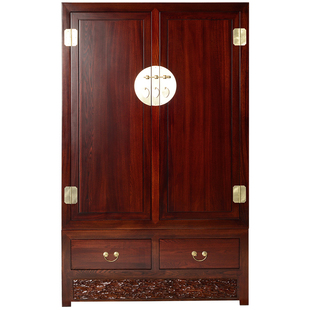 义仁阁中式老榆木衣橱纯全实木卧室大衣柜子仿古典家用收纳顶箱柜