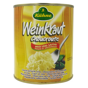 Kuhne Sauerkraut冠利酸菜810g酸椰菜甘蓝泡菜罐头搭配面包三明治