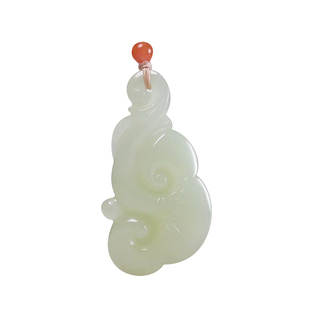 昆玉谣天然和田玉白玉羊脂白糖白玉石如意吊坠玉坠挂件毛衣链女款