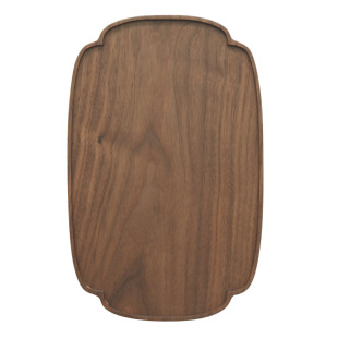 雨木 黑胡桃木花边托盘 整木干泡茶盘点心餐盘梅花边实木茶托盘