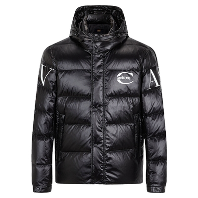 Cavalli Class卡沃利男装冬季新款印花加厚可拆卸帽羽绒服外套