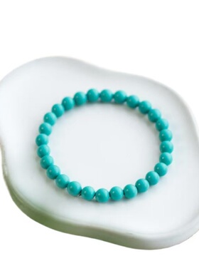 优化高瓷绿松石手串单圈手链男女款圆珠散珠米珠饰品搭配复古男女