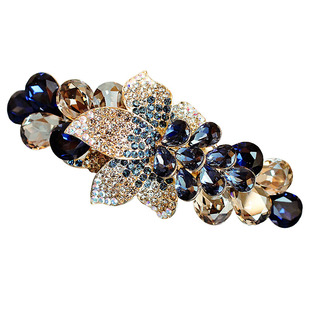 发夹后脑勺弹簧夹头饰女韩国水钻合金镀金半扎发大号妈妈横夹顶夹