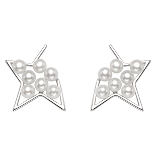 Rimmoto淡水强光珍珠耳钉S925银戒指繁星套装法式优雅人气同款