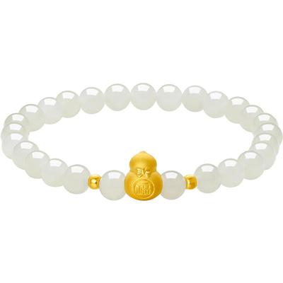 周六福和田玉手串女金镶玉黄金白玉玉石福葫芦手链新年礼物