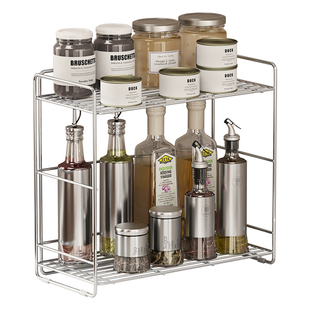 304不锈钢转角调料品置物架厨房台面窄边油盐酱醋收纳双层调料架