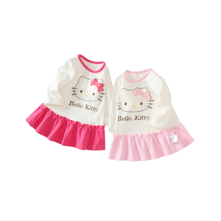 HelloKitty凯蒂猫童装春秋女童长袖连衣裙款棉质儿童短款公主裙